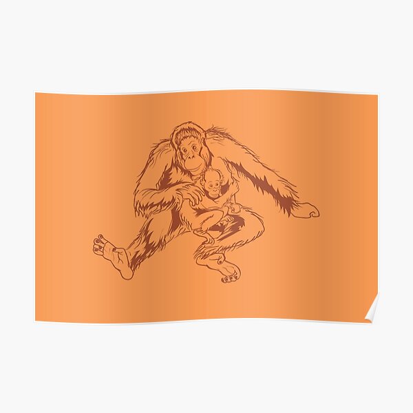 Mother & Baby: Orangutan Poster