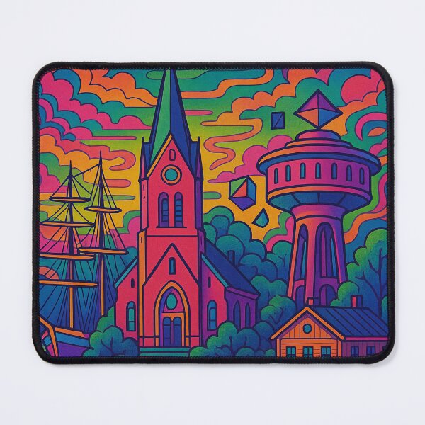 Item preview, Psychedelic Mariehamn Poster | Trippy Retro Åland Islands Travel Art | Vibrant Harbor, Coastal Streets & Archipelago Illustration | Groovy Nordic Wall Decor designed and sold by PaintedPixels01.