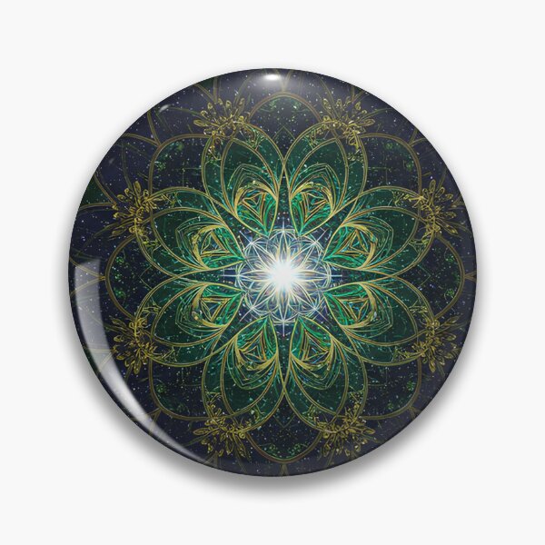 Item preview, Cosmic Sacred Mandala: Elegance in Gold, Emerald and Deep Night designed and sold by NovaImagen.