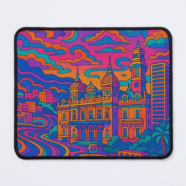 Item preview, Psychedelic Monte Carlo Poster | Trippy Retro Monaco Travel Art | Vibrant Harbor, Casino & Coastal Skyline Illustration | Groovy Mediterranean Wall Decor designed and sold by PaintedPixels01.