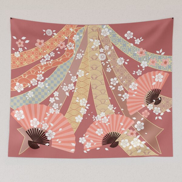Item preview, Floral and Sensu (Folding Fan) Ribbon Pattern designed and sold by urrin DESIGN.