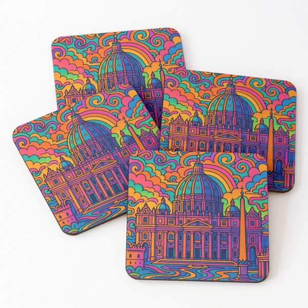 Item preview, Psychedelic Vatican City Poster | Trippy Retro Rome Travel Art | Vibrant St. Peter’s Basilica, Square & Vatican Gardens Illustration | Groovy Religious Landmark Wall Decor designed and sold by PaintedPixels01.
