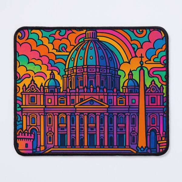 Item preview, Psychedelic Vatican City Poster | Trippy Retro Rome Travel Art | Vibrant St. Peter’s Basilica, Square & Vatican Gardens Illustration | Groovy Religious Landmark Wall Decor designed and sold by PaintedPixels01.