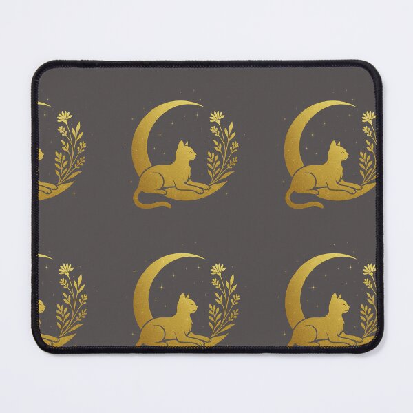 Item preview, goldcat with moon, flower bay tree leaf, designed and sold by LimeVelvet.