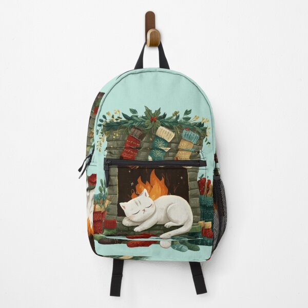 Item preview, White Cat by Christmas Fireplace designed and sold by Shirtory.