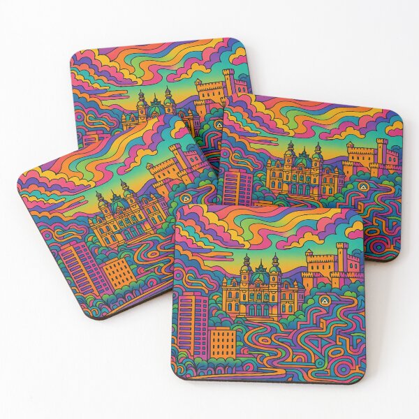 Item preview, Psychedelic Monaco Poster | Trippy Retro French Riviera Travel Art | Vibrant Monte Carlo, Harbor & Coastal Skyline Illustration | Groovy Mediterranean Wall Decor designed and sold by PaintedPixels01.