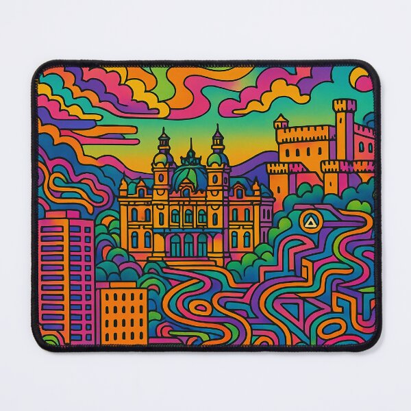 Item preview, Psychedelic Monaco Poster | Trippy Retro French Riviera Travel Art | Vibrant Monte Carlo, Harbor & Coastal Skyline Illustration | Groovy Mediterranean Wall Decor designed and sold by PaintedPixels01.