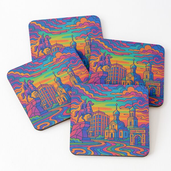 Item preview, Psychedelic Tiraspol Poster | Trippy Retro Moldova Travel Art | Vibrant City Streets, Nistru River & Soviet-Era Architecture Illustration | Groovy Eastern European Wall Decor designed and sold by PaintedPixels01.