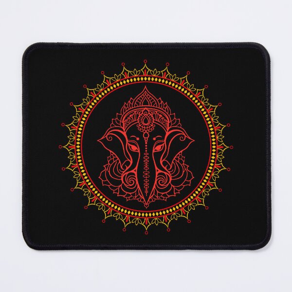 Item preview, yoga YELLOW AND RED LORD Ganesha VERSION 6, Hindu elephant god ganesha or Ganpati 10 happy diwali rangoli design 12 designed and sold by mndesignworx.