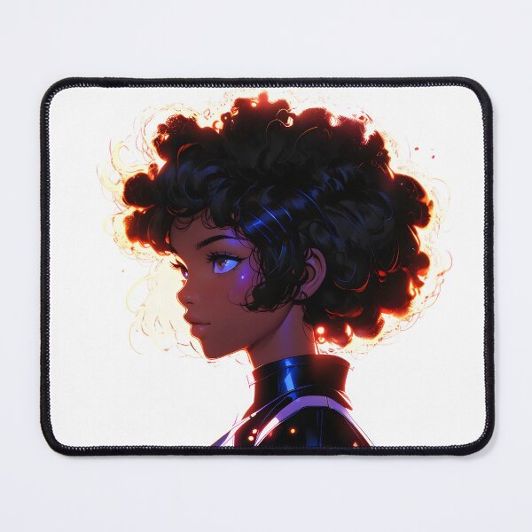 Item preview, Luminous Guardian – Glowing Afro Anime Girl in Futuristic Armor designed and sold by OsasChild.