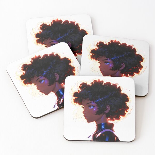 Item preview, Luminous Guardian – Glowing Afro Anime Girl in Futuristic Armor designed and sold by OsasChild.