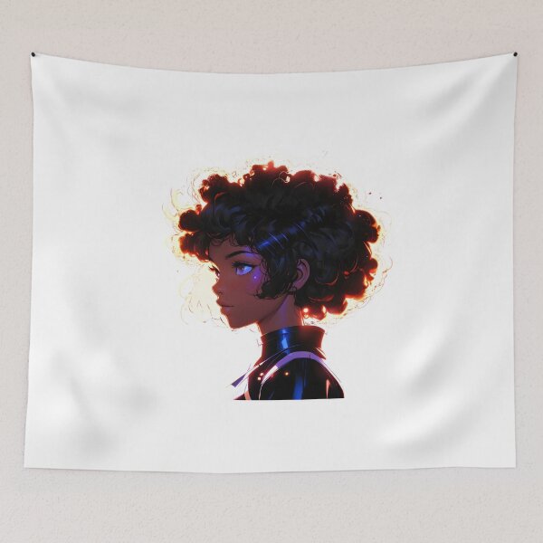 Item preview, Luminous Guardian – Glowing Afro Anime Girl in Futuristic Armor designed and sold by OsasChild.