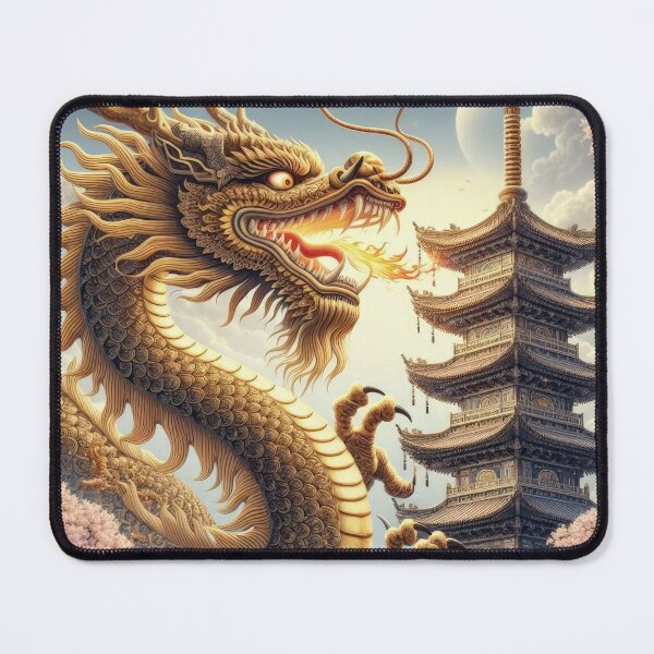 Item preview, yellow Japanese dragon with tower in spring,Legendary Animals,Dragons Breathing Fire Phone Cases,dragon art designed and sold by Expressions-Sel.