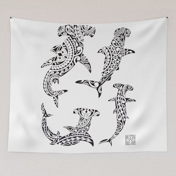 Item preview, Hammer shark tattoo polynesia protection family maori designed and sold by Buddatattoo.