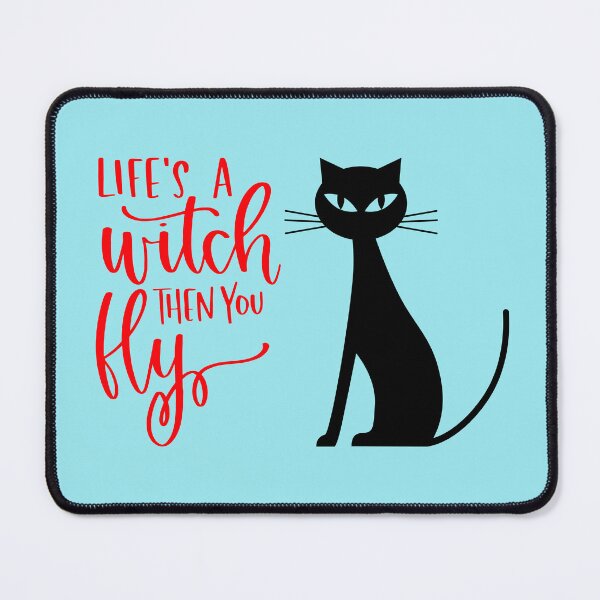 Item preview, Life's a Witch Then You Fly Halloween Cat Print (Orange) designed and sold by ToluaPrints.