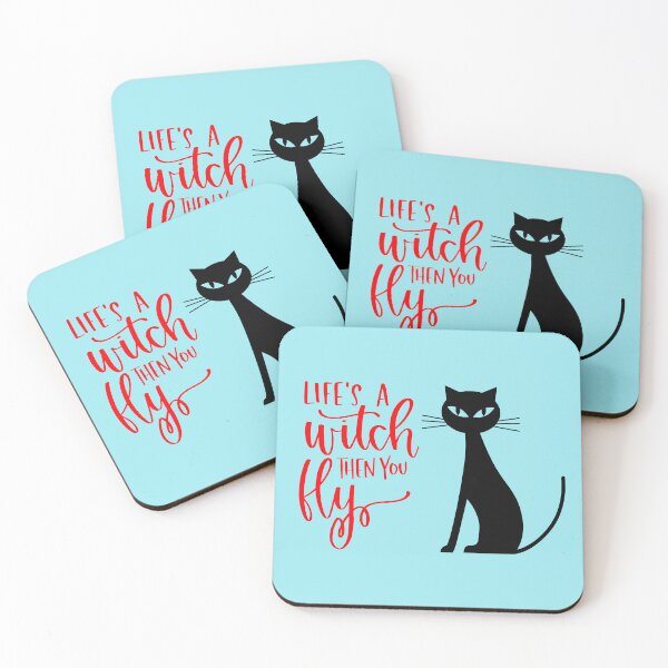 Item preview, Life's a Witch Then You Fly Halloween Cat Print (Orange) designed and sold by ToluaPrints.