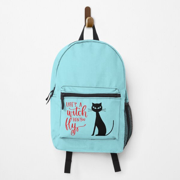 Item preview, Life's a Witch Then You Fly Halloween Cat Print (Orange) designed and sold by ToluaPrints.