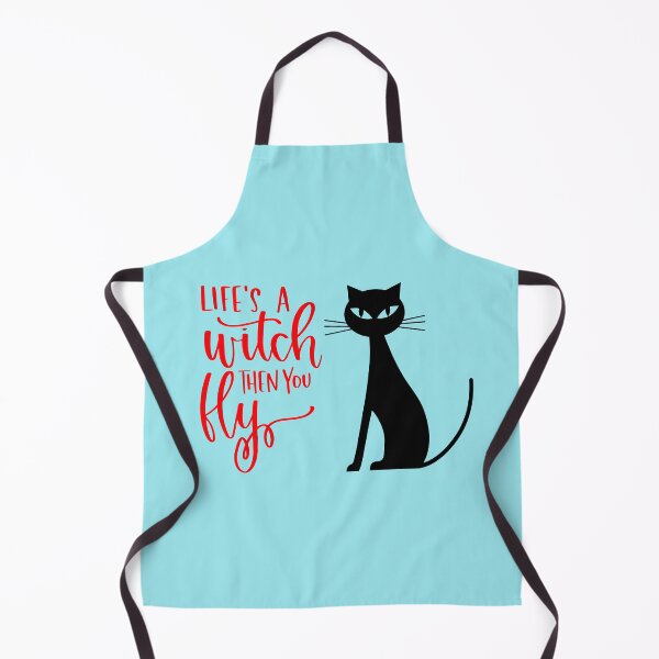Item preview, Life's a Witch Then You Fly Halloween Cat Print (Orange) designed and sold by ToluaPrints.