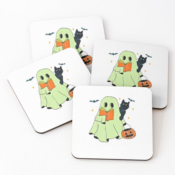 Item preview, Vintage Halloween Ghost Holding Black Cat Groovy Floral designed and sold by kawaiivsglitch.