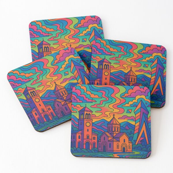 Item preview, Psychedelic Vanadzor Poster | Trippy Retro Armenia Travel Art | Vibrant City Streets, Mountains & Urban Skyline Illustration | Groovy Armenian Wall Decor designed and sold by PaintedPixels01.