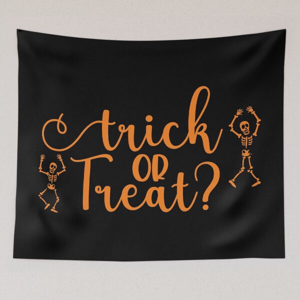 Item preview, Trick or Treat Skeleton Halloween Print (Orange) designed and sold by ToluaPrints.