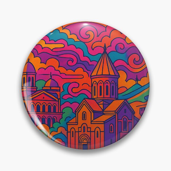 Item preview, Psychedelic Gyumri Poster | Trippy Retro Armenia Travel Art | Vibrant Historic Streets, Churches & Urban Skyline Illustration | Groovy Armenian Wall Decor designed and sold by PaintedPixels01.