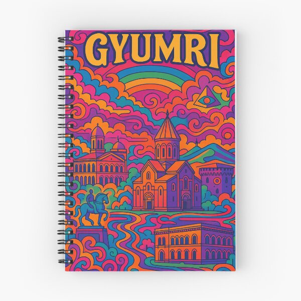 Item preview, Psychedelic Gyumri Poster | Trippy Retro Armenia Travel Art | Vibrant Historic Streets, Churches & Urban Skyline Illustration | Groovy Armenian Wall Decor designed and sold by PaintedPixels01.