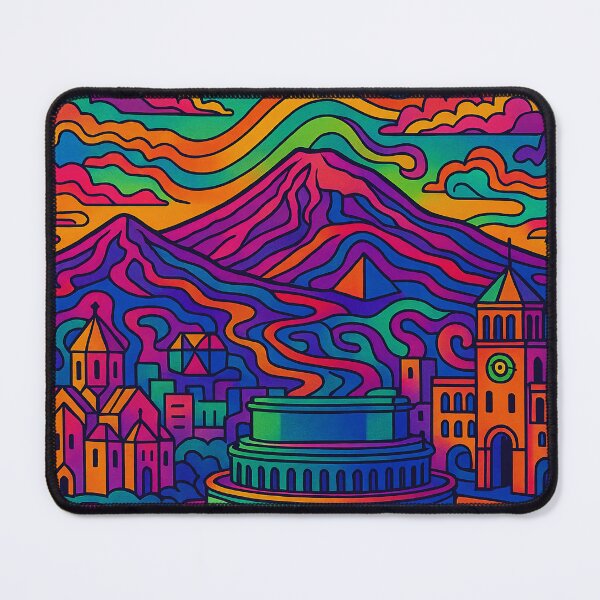 Item preview, Psychedelic Yerevan Poster | Trippy Retro Armenia Travel Art | Vibrant Republic Square, Cascade & Urban Skyline Illustration | Groovy Armenian Wall Decor designed and sold by PaintedPixels01.