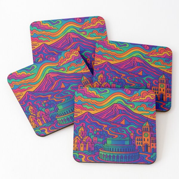 Item preview, Psychedelic Yerevan Poster | Trippy Retro Armenia Travel Art | Vibrant Republic Square, Cascade & Urban Skyline Illustration | Groovy Armenian Wall Decor designed and sold by PaintedPixels01.