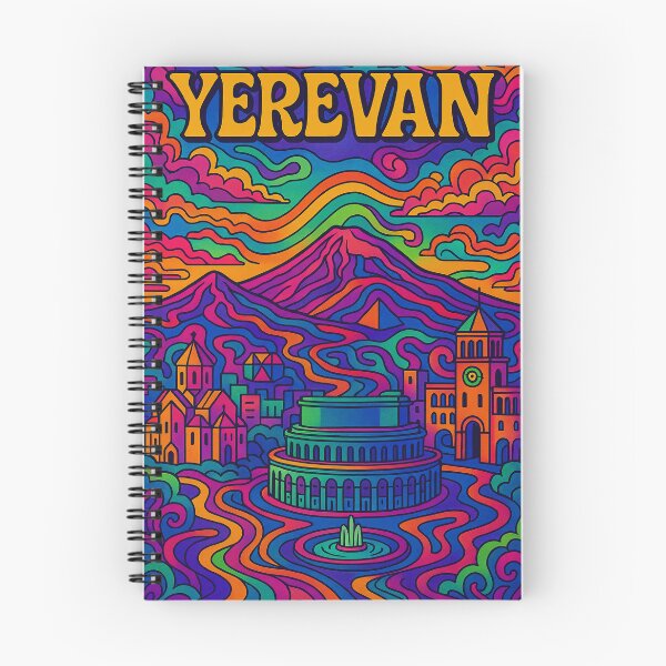 Item preview, Psychedelic Yerevan Poster | Trippy Retro Armenia Travel Art | Vibrant Republic Square, Cascade & Urban Skyline Illustration | Groovy Armenian Wall Decor designed and sold by PaintedPixels01.