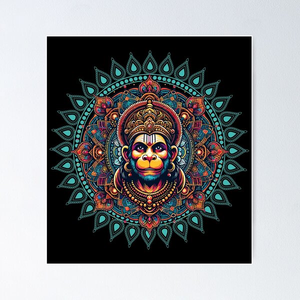 Item preview, Yoga merch with psychedelic  hindu Indian lord  Hanuman version 87B Speacial design 55A designed and sold by mndesignworx.