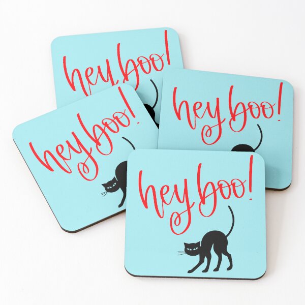 Item preview, Hey Boo Halloween Black Cat Print (Orange) designed and sold by ToluaPrints.