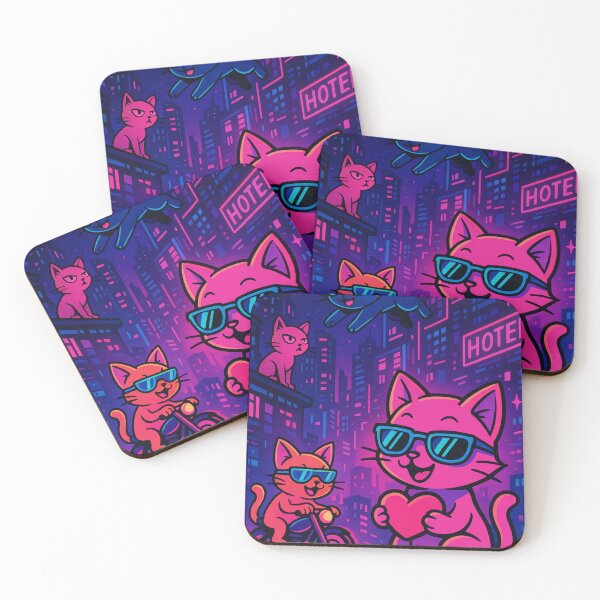 Item preview, Neon Night: Cyberpunk Cats on the Run designed and sold by Sara Wrenai.