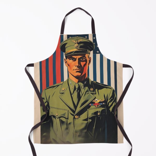 Item preview, American Military Officer with USA Flag designed and sold by Rue Market.