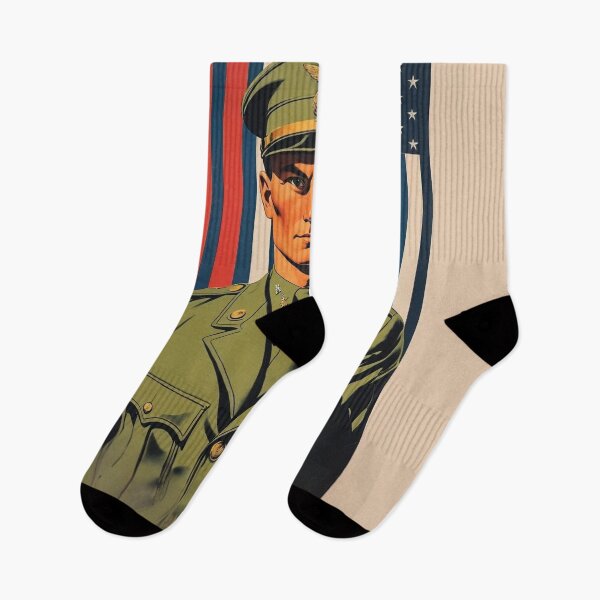 Item preview, American Military Officer with USA Flag designed and sold by Rue Market.