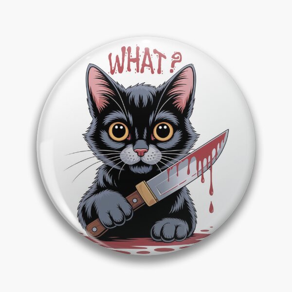 Item preview, Cat with Knife - Funny Black Cat What Expression Horror Humor Design designed and sold by YourSocialBae.