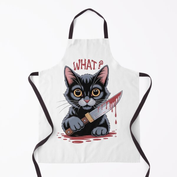 Item preview, Cat with Knife - Funny Black Cat What Expression Horror Humor Design designed and sold by YourSocialBae.