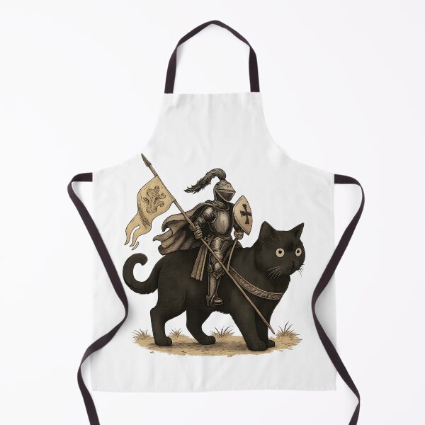 Item preview, Medieval Knight Riding Black Cat Fantasy Vintage Illustration Design designed and sold by DrawHandArt.