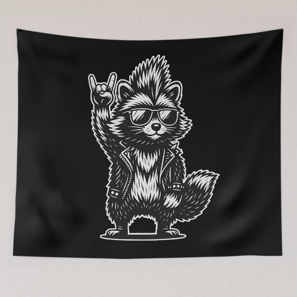 Item preview, Rock and Roll Raccoon Punk Animal Cool Guitar Music Fan Design designed and sold by DrawHandArt.