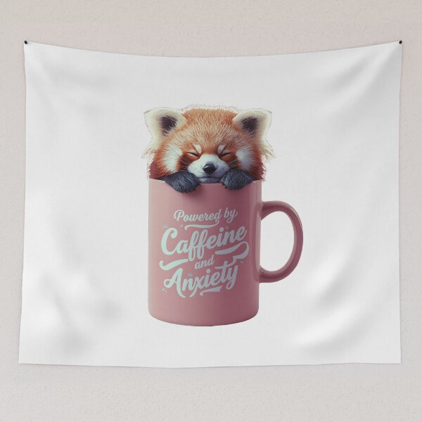 Item preview, Cute Red Panda Coffee Mug – Powered by Caffeine and Anxiety | Back to School Funny Gift designed and sold by bgrzblkdigital.