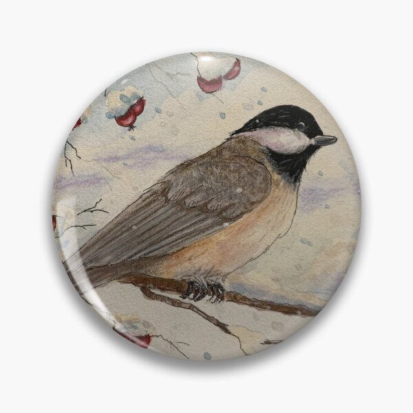 Item preview, chickadee in watercolor and ink designed and sold by BirdsandMoreArt.