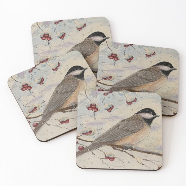 Item preview, chickadee in watercolor and ink designed and sold by BirdsandMoreArt.