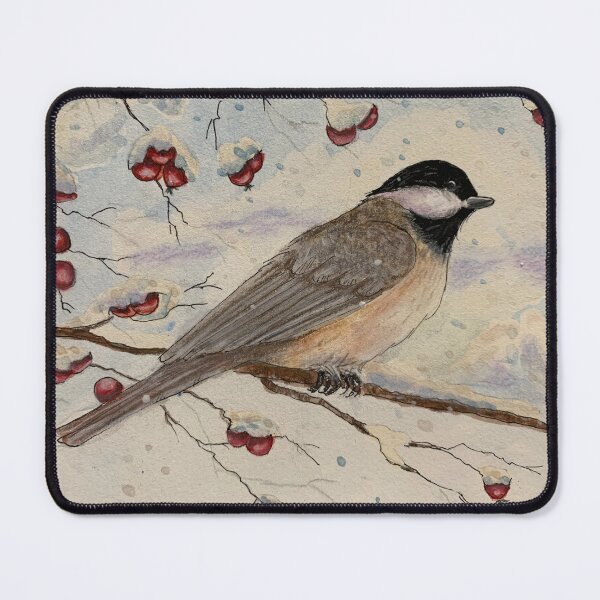 Item preview, chickadee in watercolor and ink designed and sold by BirdsandMoreArt.
