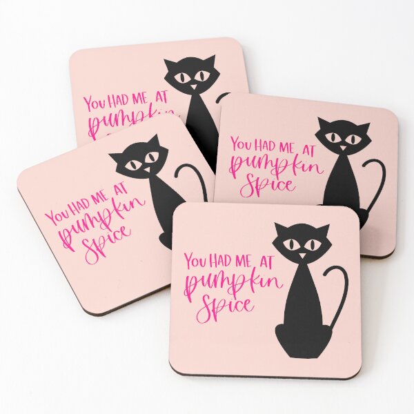 Item preview, You Had Me At Pumpkin Spice Retro Halloween Cat Print (Pink) designed and sold by ToluaPrints.
