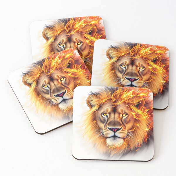 Item preview, Lion with flaming mane – fire art designed and sold by TravelLensPro.