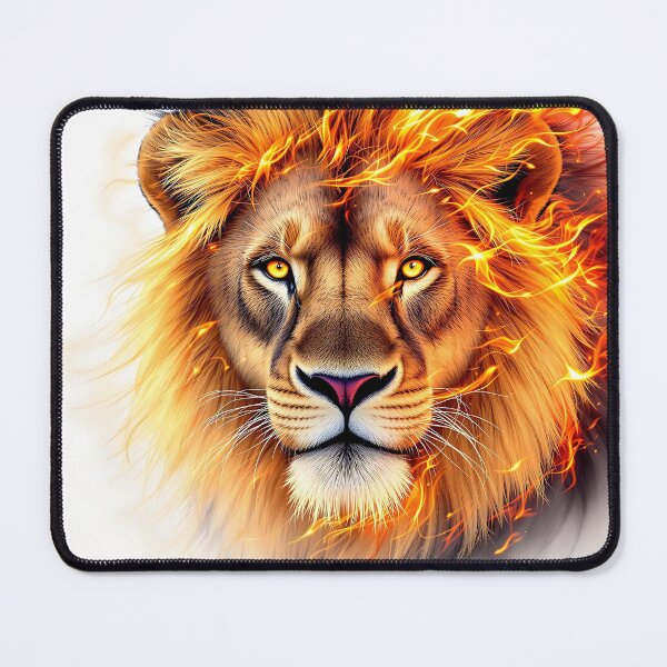 Item preview, Lion with flaming mane – fire art designed and sold by TravelLensPro.