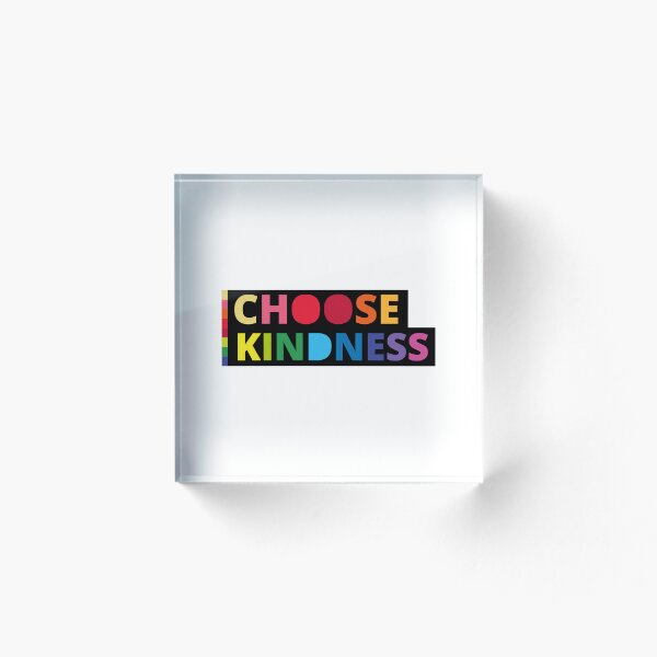 Aperçu de l'œuvre Citation colorée « Choisissez la gentillesse » – Typographie arc-en-ciel sur fond noir avec des accents de couleurs vives créée et vendue par Vector Woofs.