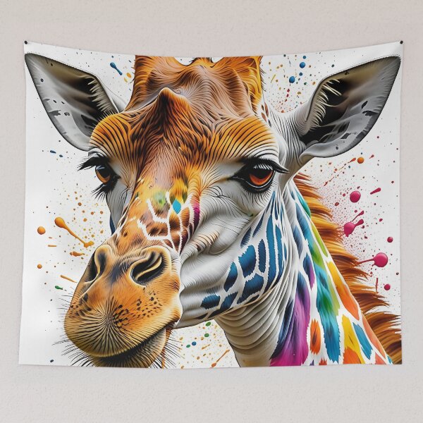 Item preview, Colorful Giraffe – Paint Splash Artwork designed and sold by TravelLensPro.