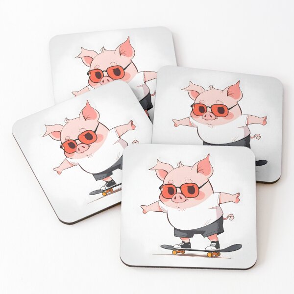 Item preview, Pig with sunglasses on a skateboard designed and sold by Ledsor.