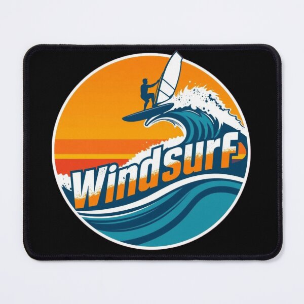 Item preview, Modern Retro Windsurfing – Windsurfing on Wave at Sunset | Vintage Surfing Logo Water Sport designed and sold by Ralek.